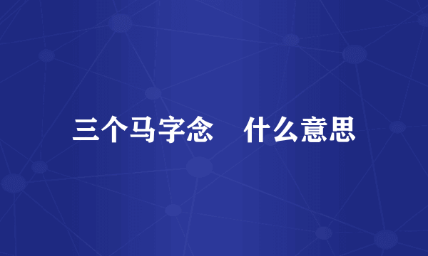 三个马字念骉什么意思