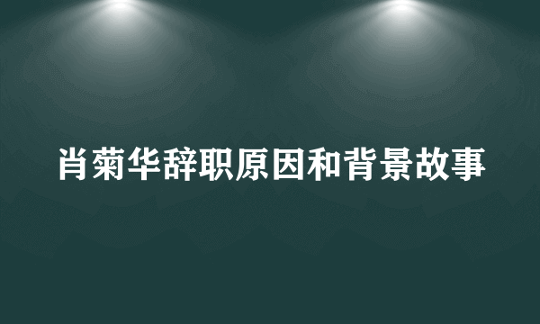肖菊华辞职原因和背景故事