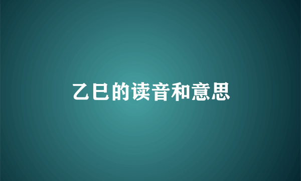 乙巳的读音和意思