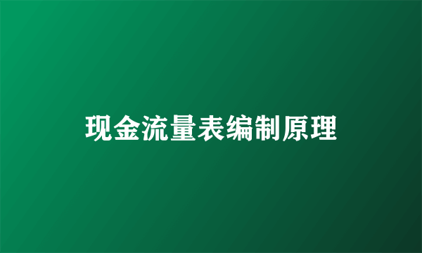 现金流量表编制原理