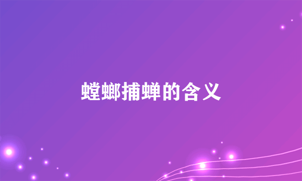 螳螂捕蝉的含义