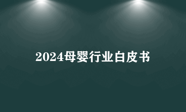 2024母婴行业白皮书