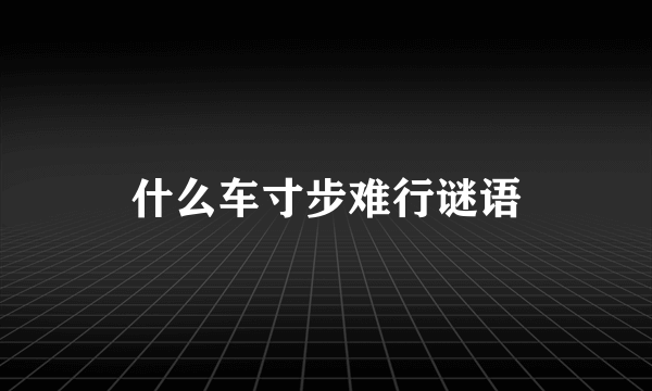 什么车寸步难行谜语