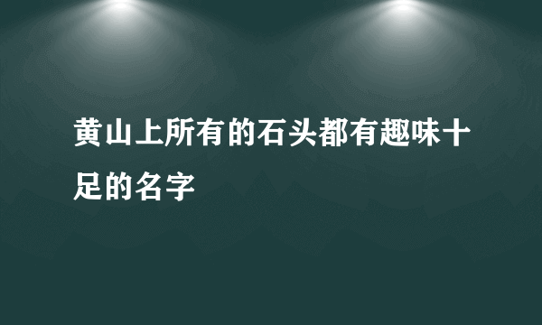 黄山上所有的石头都有趣味十足的名字