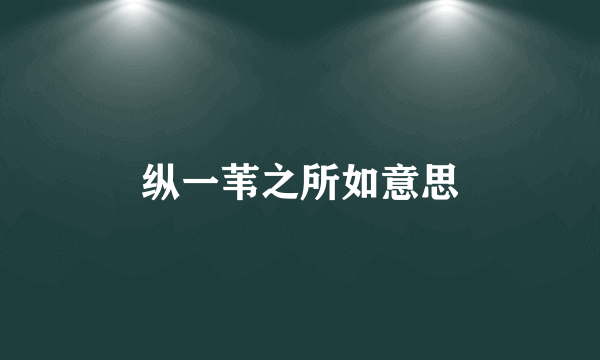 纵一苇之所如意思