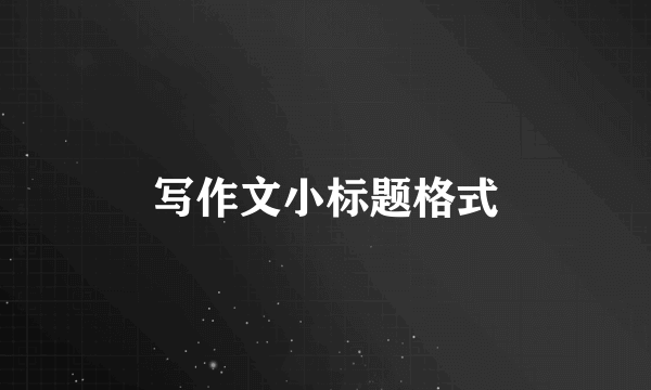 写作文小标题格式