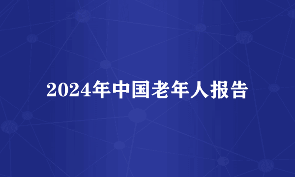 2024年中国老年人报告