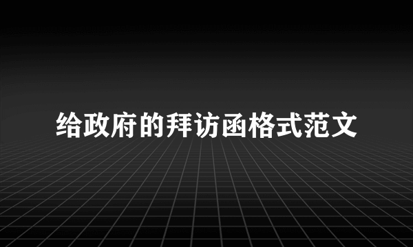 给政府的拜访函格式范文