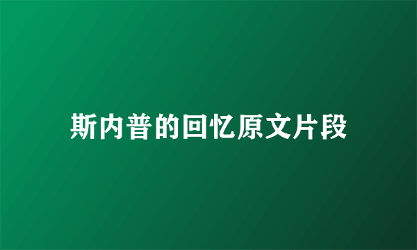 斯内普的回忆原文片段