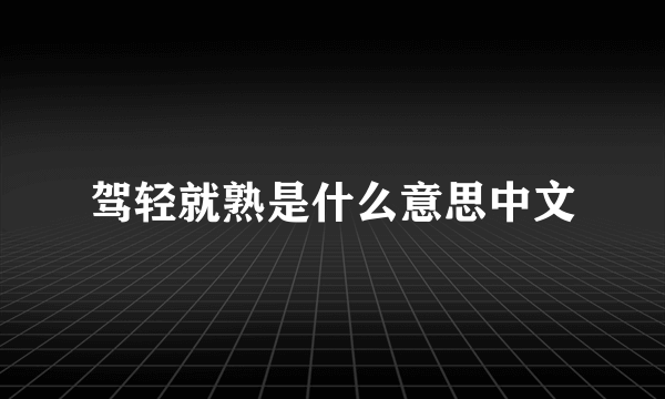 驾轻就熟是什么意思中文