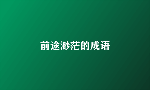 前途渺茫的成语