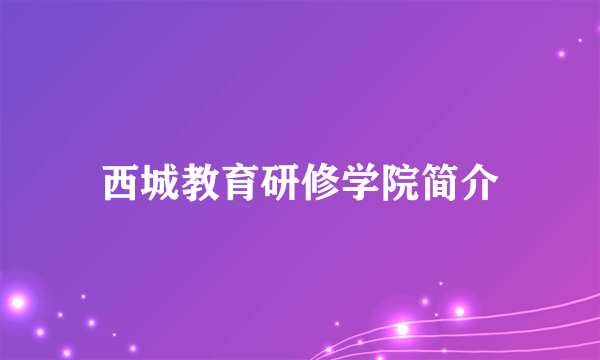 西城教育研修学院简介
