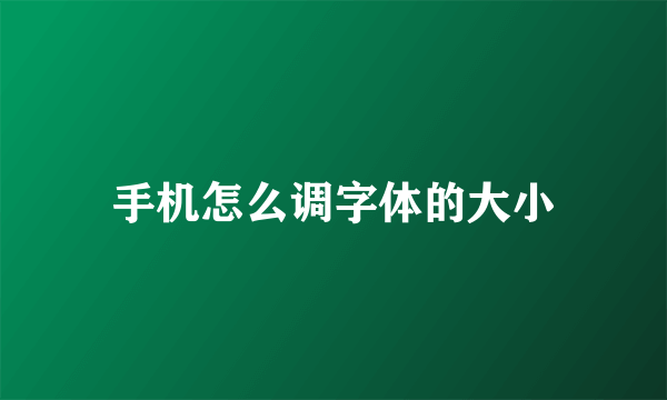 手机怎么调字体的大小