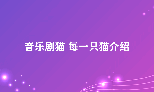 音乐剧猫 每一只猫介绍