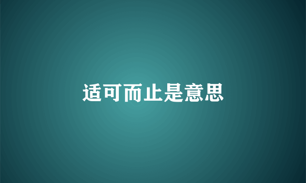 适可而止是意思