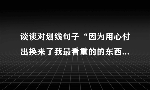 谈谈对划线句子“因为用心付出换来了我最看重的的东西”的理解