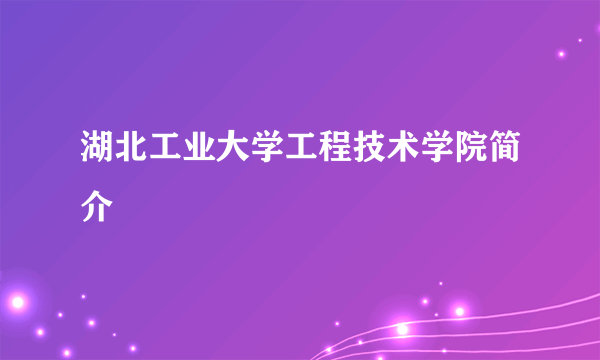 湖北工业大学工程技术学院简介