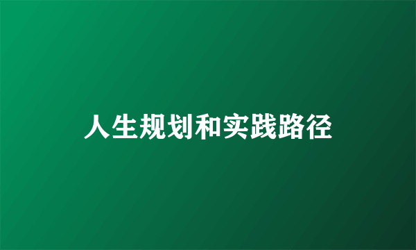 人生规划和实践路径