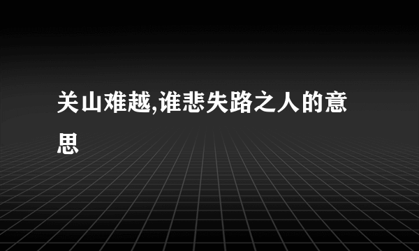 关山难越,谁悲失路之人的意思