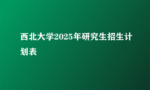 西北大学2025年研究生招生计划表