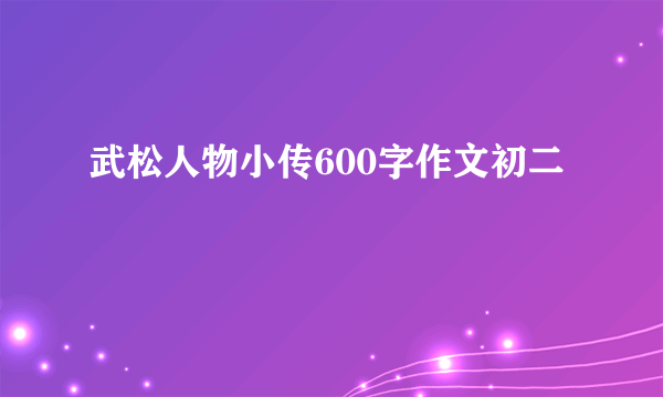 武松人物小传600字作文初二