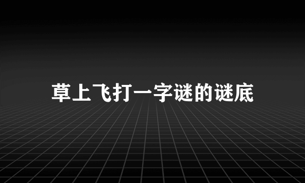 草上飞打一字谜的谜底