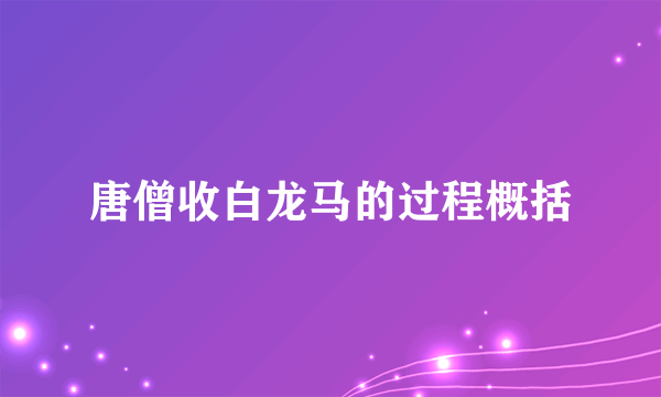 唐僧收白龙马的过程概括