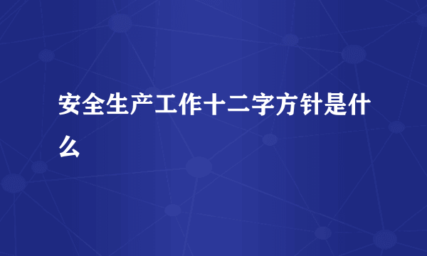 安全生产工作十二字方针是什么