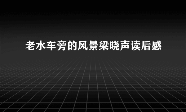老水车旁的风景梁晓声读后感