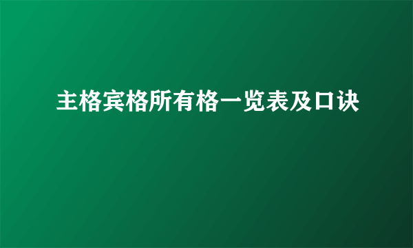 主格宾格所有格一览表及口诀