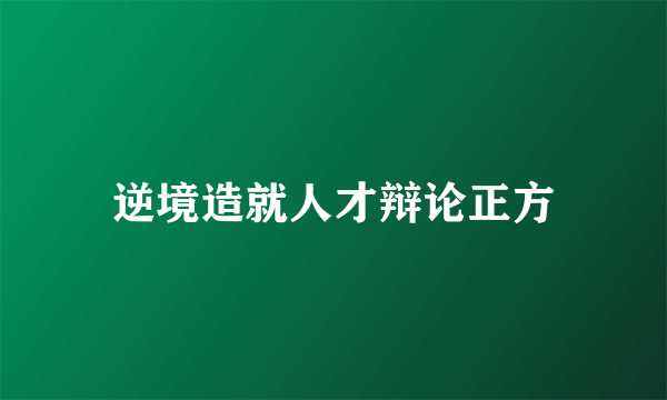 逆境造就人才辩论正方