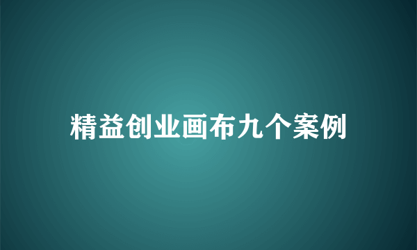 精益创业画布九个案例