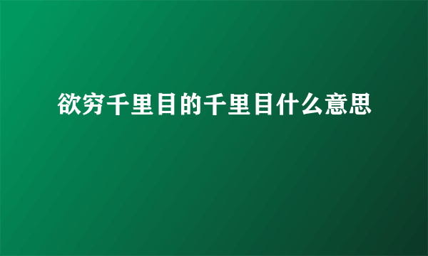 欲穷千里目的千里目什么意思