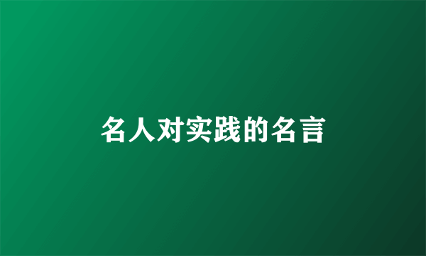 名人对实践的名言