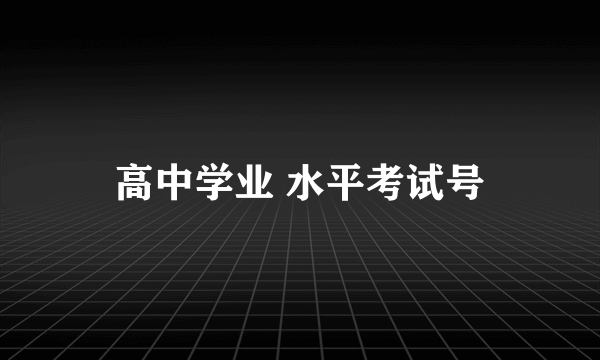 高中学业 水平考试号