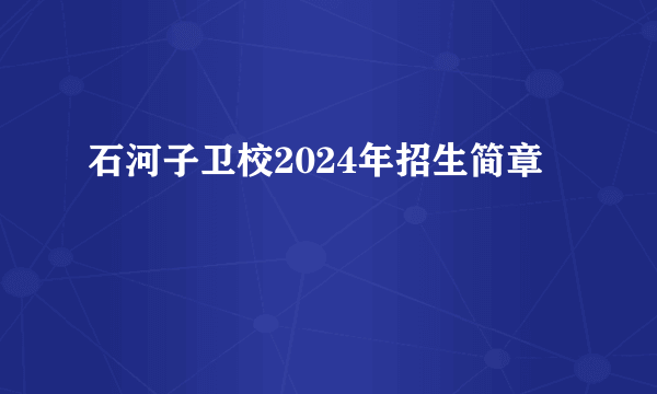 石河子卫校2024年招生简章