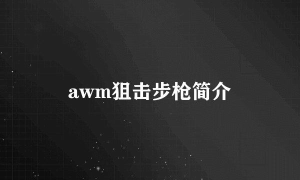 awm狙击步枪简介