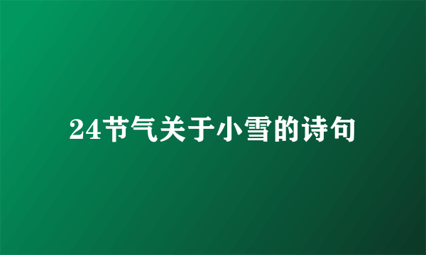 24节气关于小雪的诗句