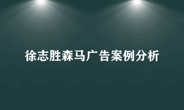 徐志胜森马广告案例分析
