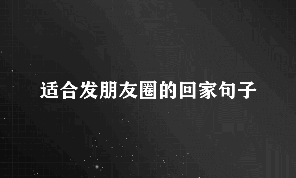 适合发朋友圈的回家句子