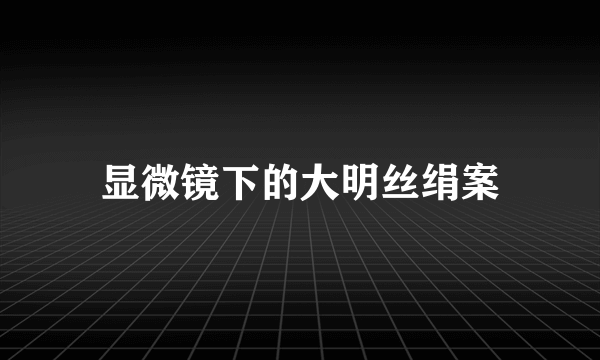 显微镜下的大明丝绢案