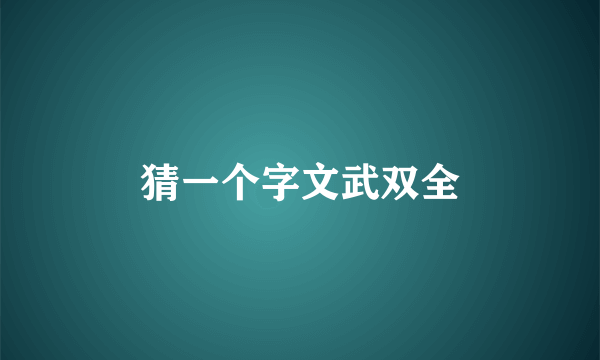 猜一个字文武双全