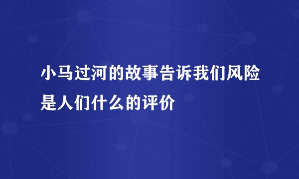 小马过河的故事告诉我们风险是人们什么的评价