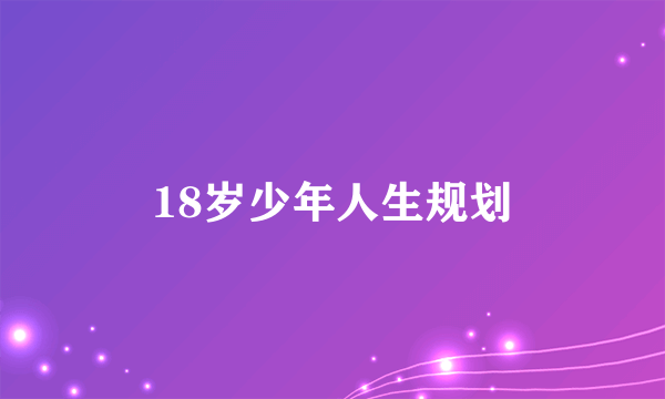 18岁少年人生规划