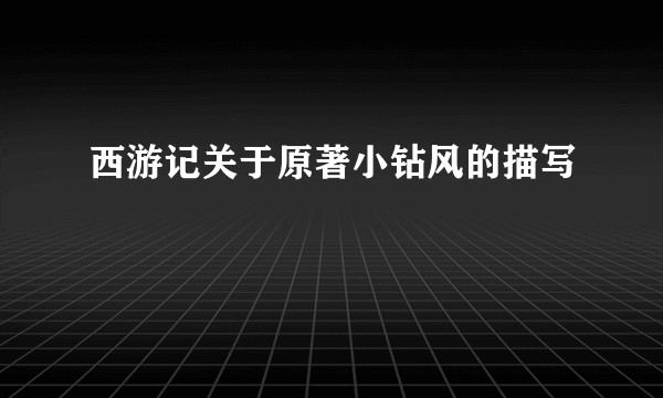西游记关于原著小钻风的描写