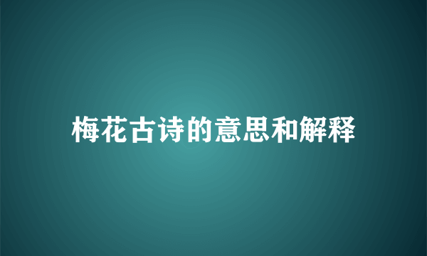 梅花古诗的意思和解释