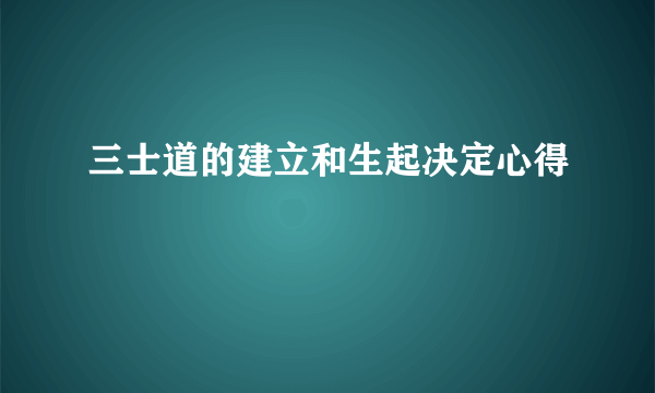 三士道的建立和生起决定心得