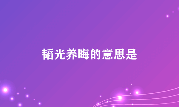 韬光养晦的意思是