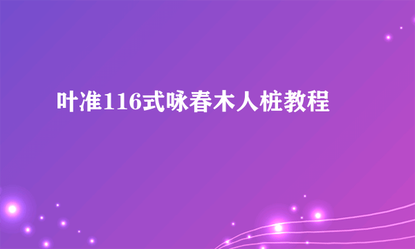 叶准116式咏春木人桩教程
