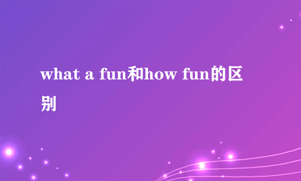 what a fun和how fun的区别